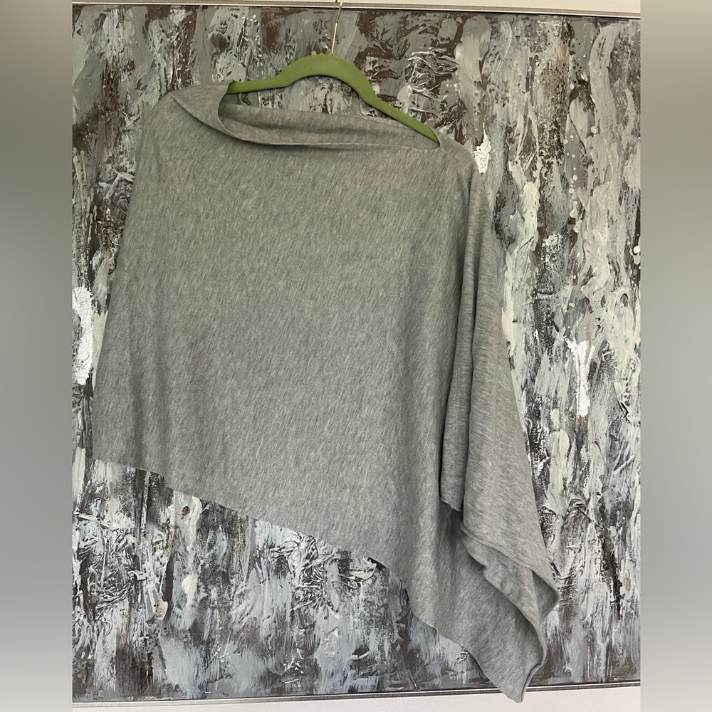 Women's KERISMA Lightweight Asymmetric Wool Blend Poncho Top Shirt-Grey-One Size